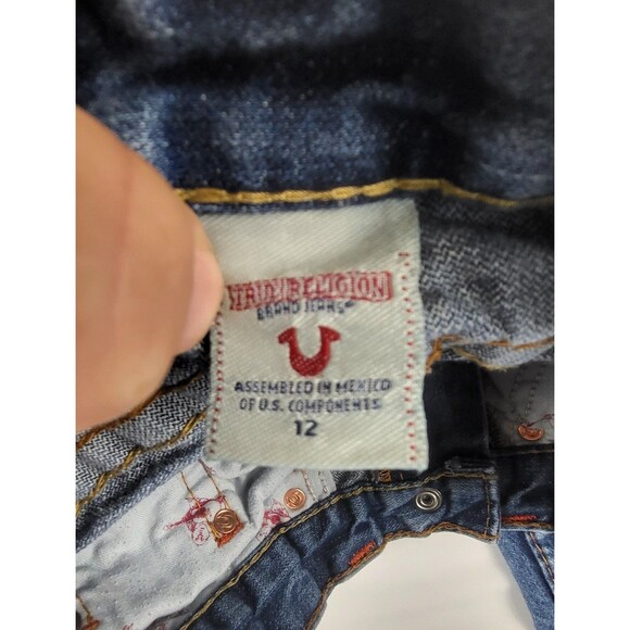 True Religion Junior Girls Bobby Straight Cut Blue Denim Jeans Sz 12 - Picture 3 of 9